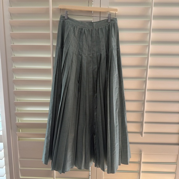 Loeffler Randall Emlyn Midi Skirt - Green Gingham / US 6 - Picture 5 of 9